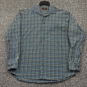 Toscano Button Up Shirt Men Extra Large Plaid Long Sleeve Collared Cotton XL